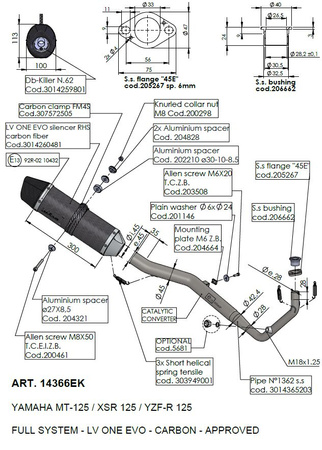 LeoVince układ wydechowy LV One Yamaha R125/XSR 125/MT-125 2021-2024