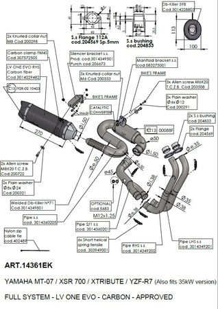 LeoVince układ wydechowy LV One Evo Yamaha R7 / MT-07 / Tracer 7 /XSR 700 2021-2024